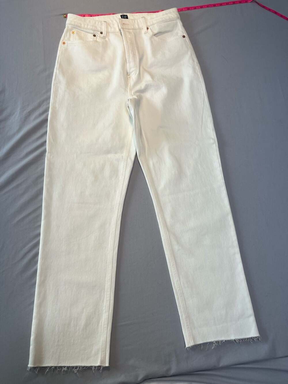 Gap Curvy Cheeky Straight White Jeans Size High Rise Ankle Denim